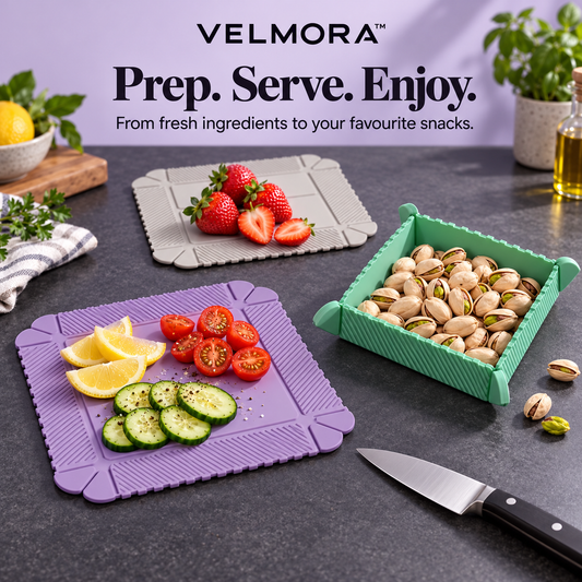 VELMORA™ SnapNest for preparing fruit and vegetables and serving pistachios